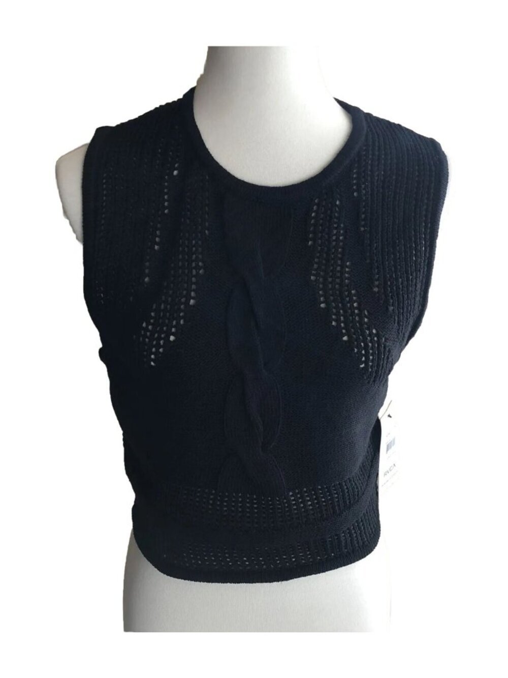 RVCA Number One Cable Knit Crop Sweater Sleeveless Size S M L - Picture 7 of 9